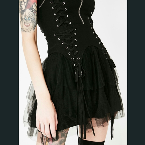 Gothic Mesh Skirt Hot Topic Dolls Kill Iron Fist - Picture 3 of 3